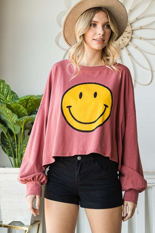 Stilla | Ansigt Langærmet Crop Top