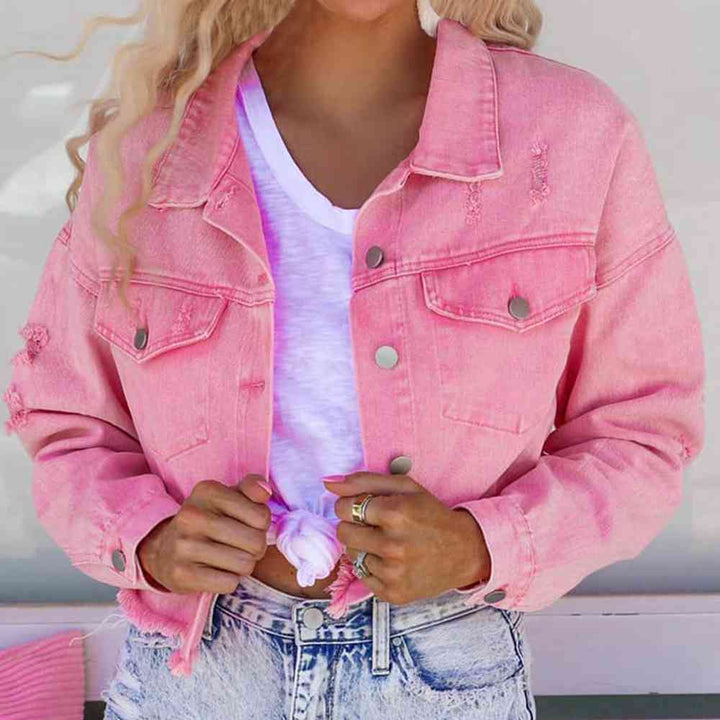 Stilla | Raw Hem Dropped Shoulder Denim Jakke