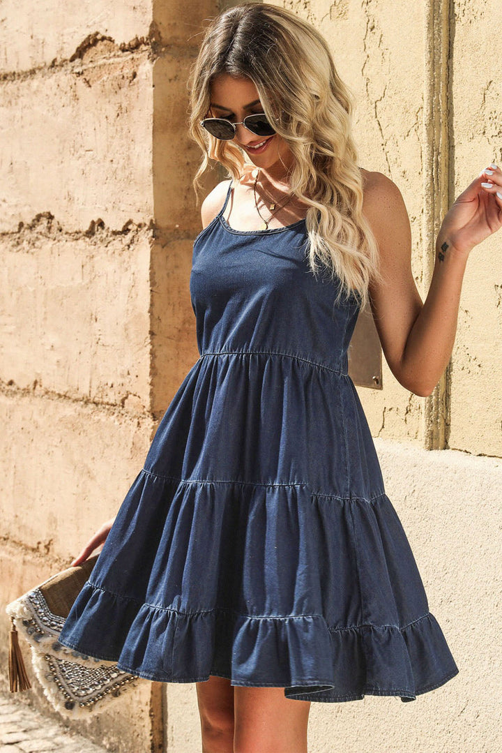 Stilla | Strop Tiered Denim Kjole