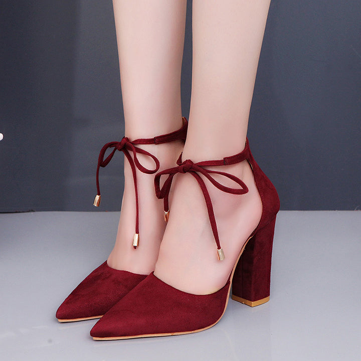 Dame High-Heel Sandaler med elegant bindingsdetalje og robust blokhæl Stilla