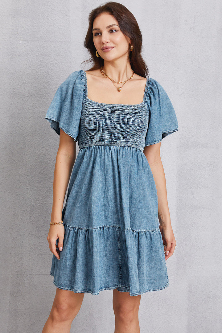 Stilla | Square Neck Mini Denim Dress