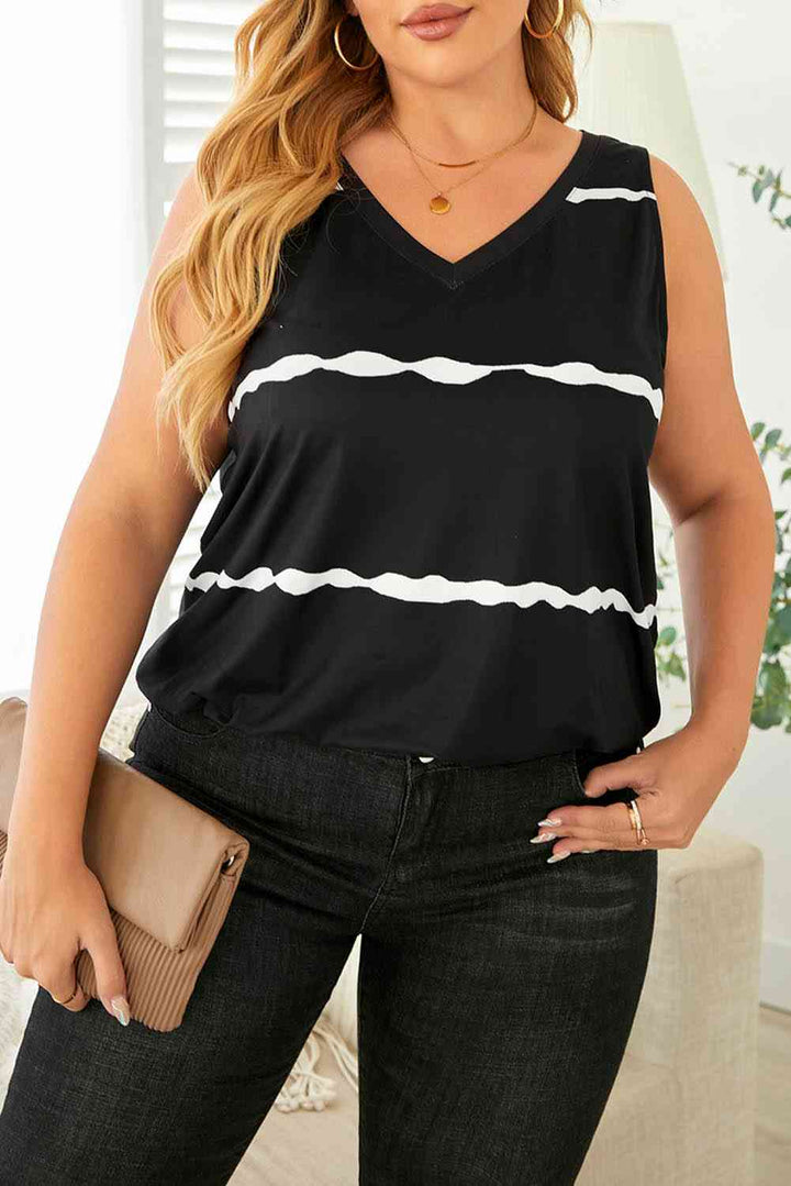 Stilla | Plus Size Printed V-hals Tank