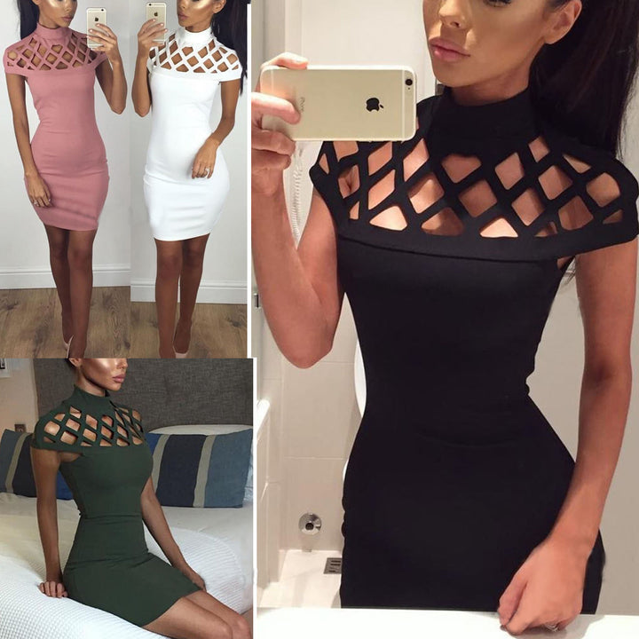 Damer Cut-Out Høj Hals Bodycon Kjole Stilla