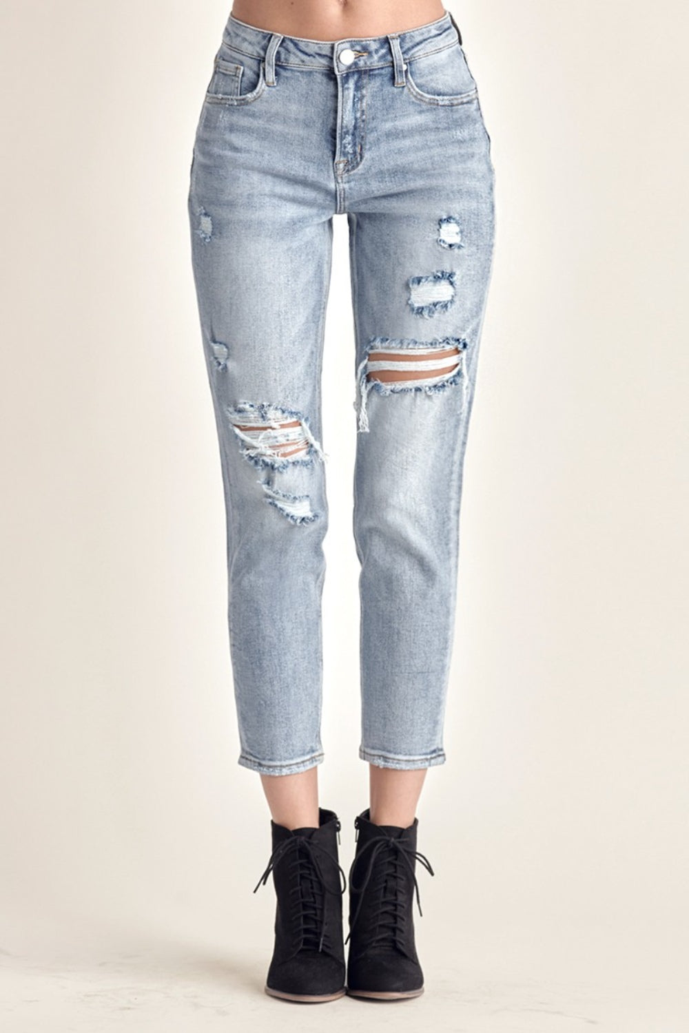 Stilla | Distressed Slim Cropped Jeans