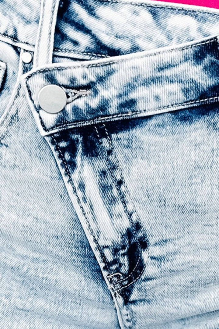 Stilla | Hem Knapper Denim Shorts Med Lommer