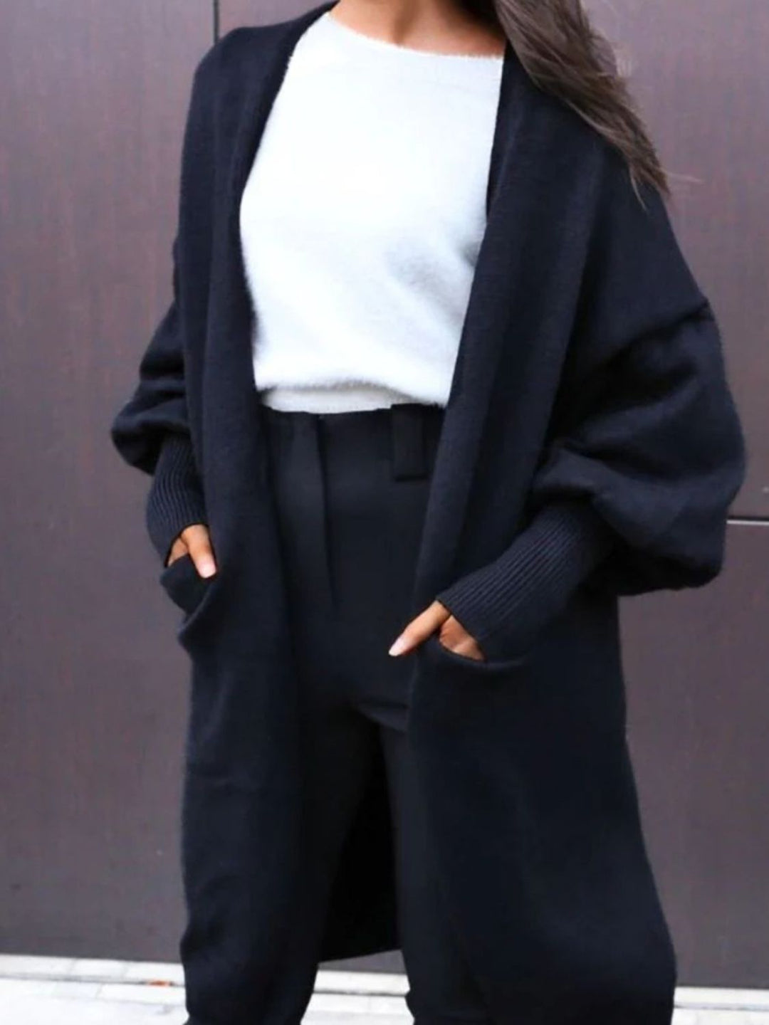 Stilla | Åben Front Nedsænket Skulder Cardigan