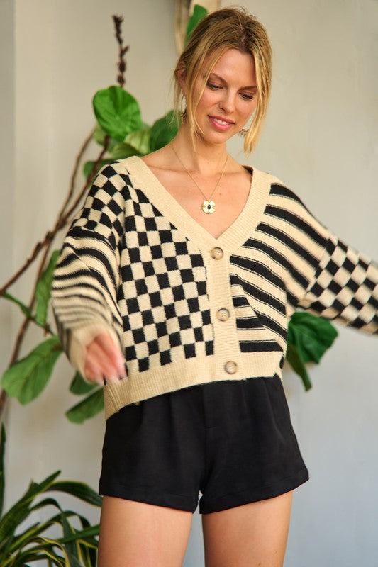 Stilla | Mønster Sweatshirt Cardigan