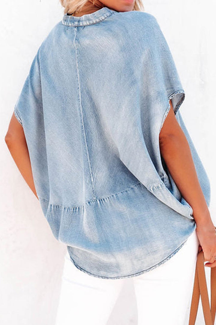 Stilla | Kortærmet Denim Top