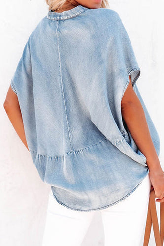 Stilla | Kortærmet Denim Top