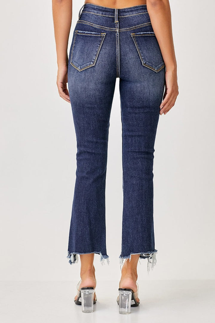 Stilla | Fuld Størrelse Frayed Hem Beskåret Lige Jeans