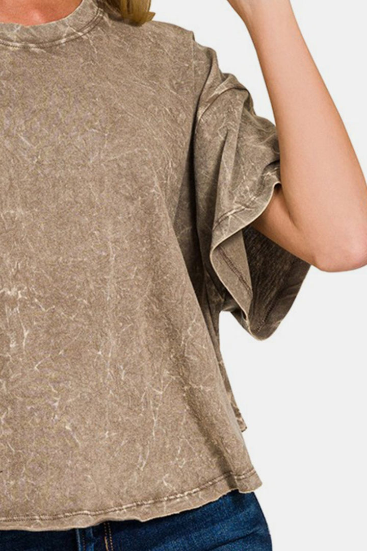 Stilla | Vasket Rund Hals Drop Shoulder Cropped T-Shirt