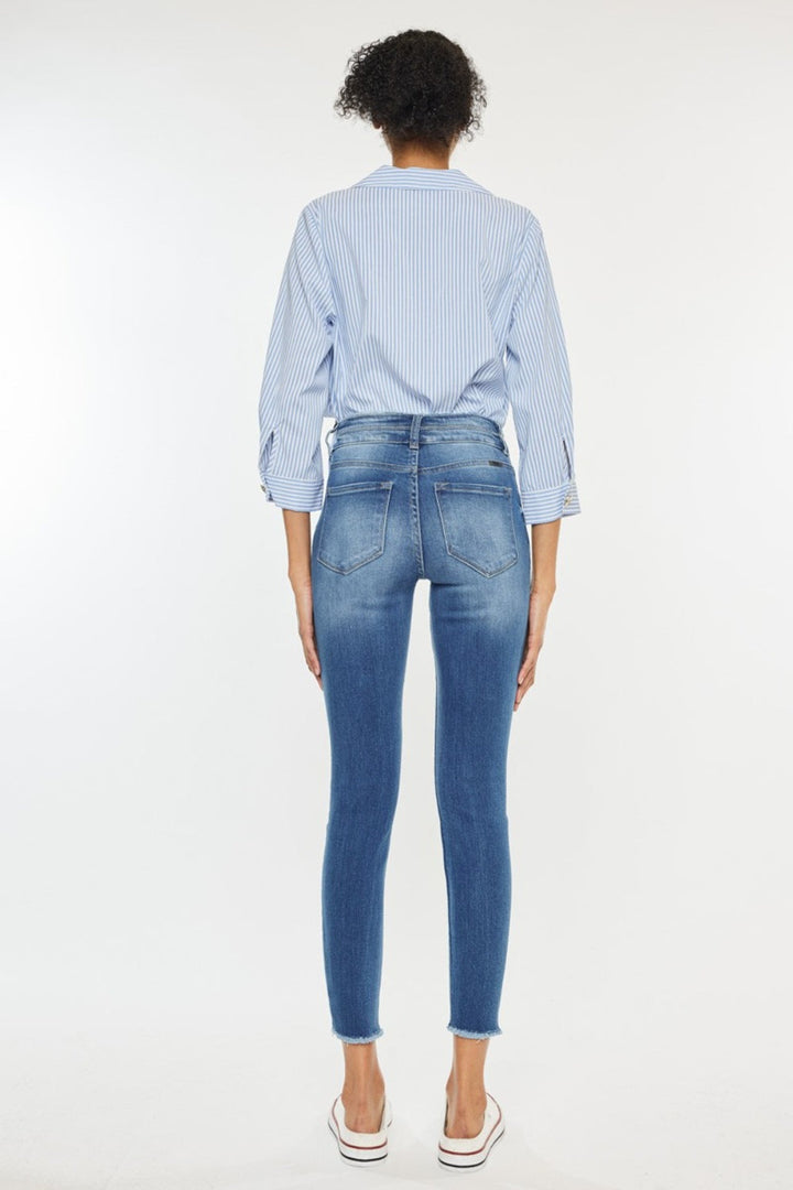 Stilla | Distressed Raw Hem Høj Talje Jeans