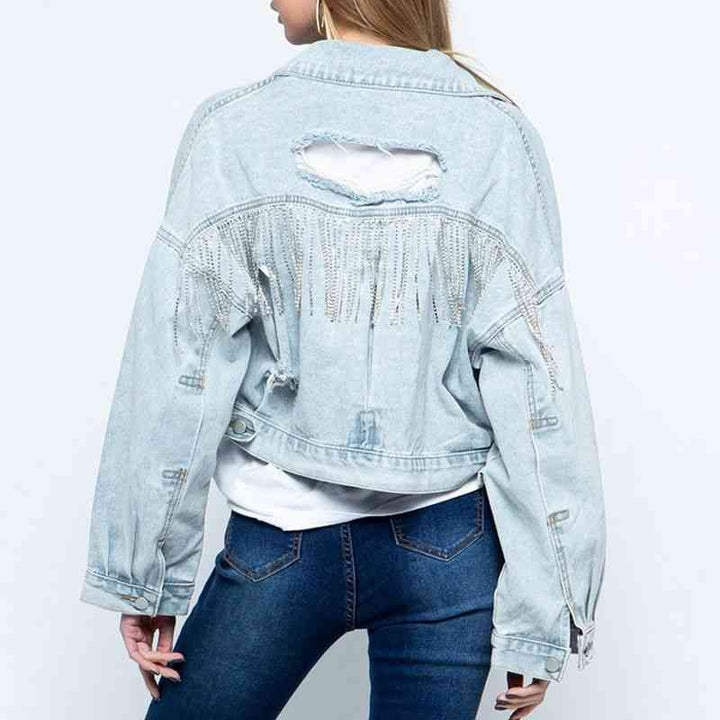 Stilla | Krave Hals Droppede Skuldre Denim Jakke