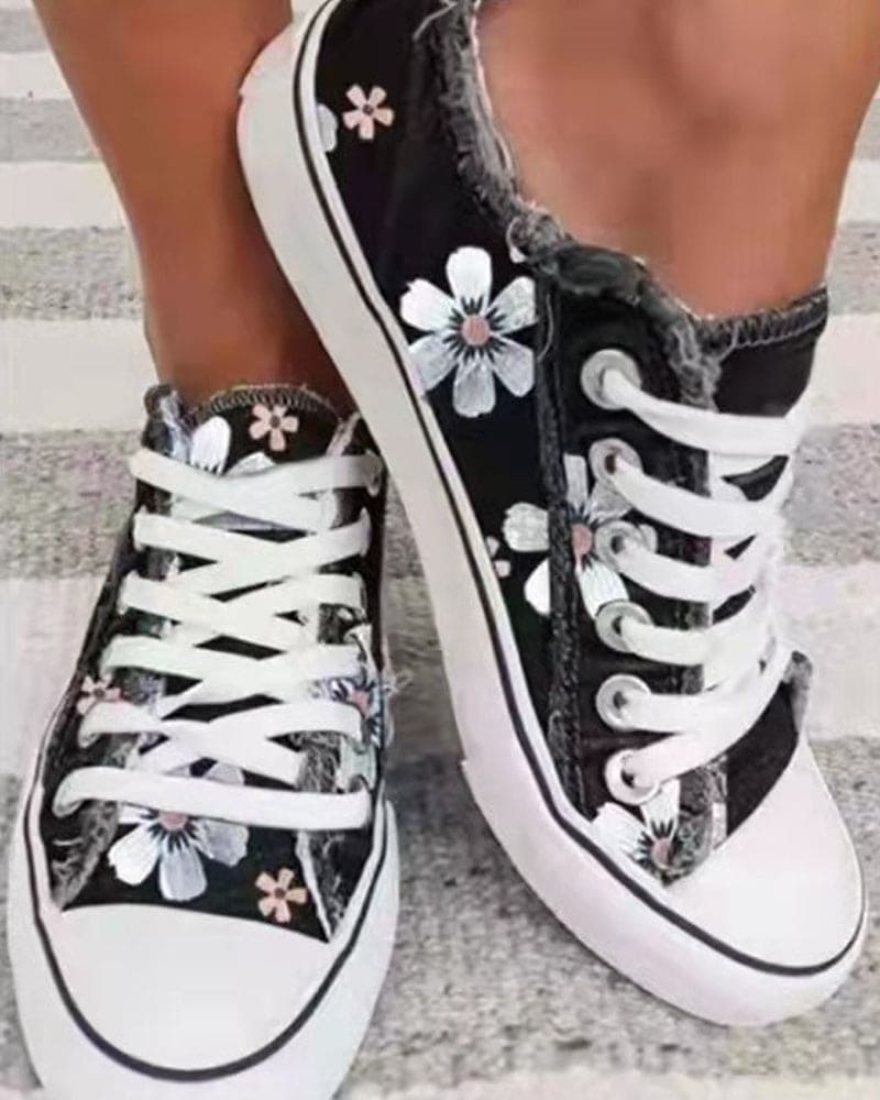 Skovae | Denim Sneakers med blomster
