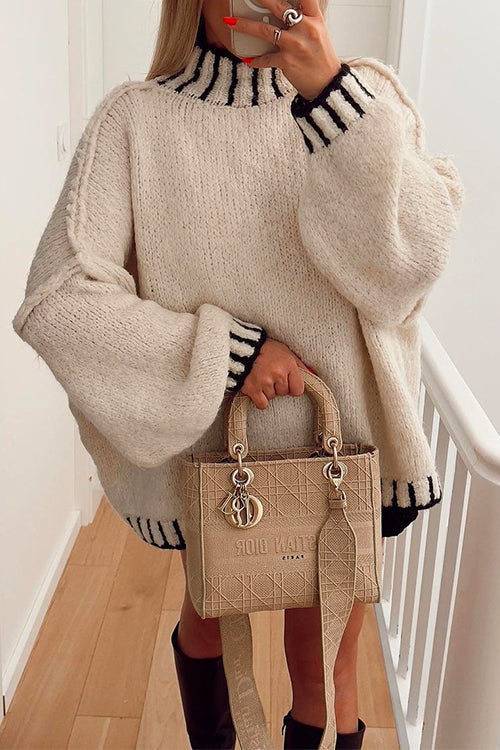 Stilla | Cozy Rullehals Sweater med Farveblokmønster