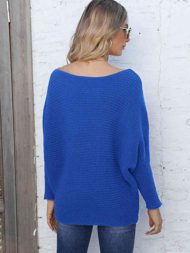 Stilla | Størrelse Horisontal Ribbing Dolman Ærme Sweater