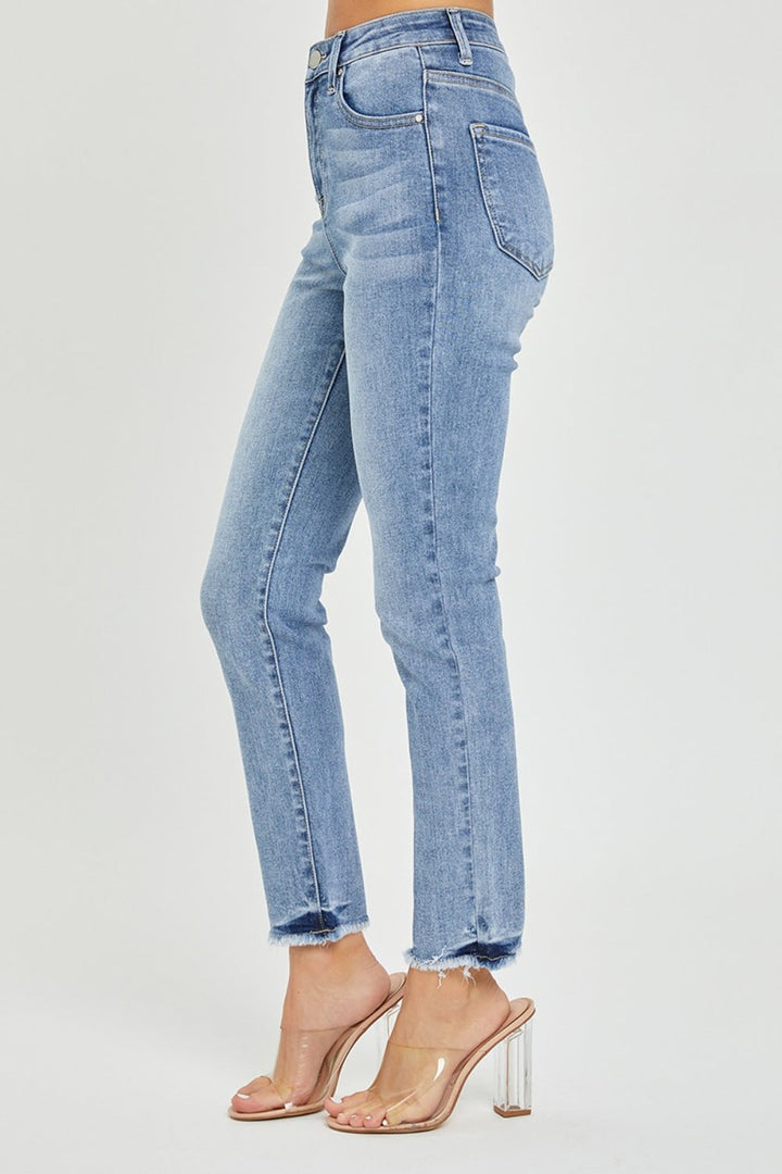 Stilla | Fuldt Størrelse Høj Talje Frayed Hem Skinny Jeans