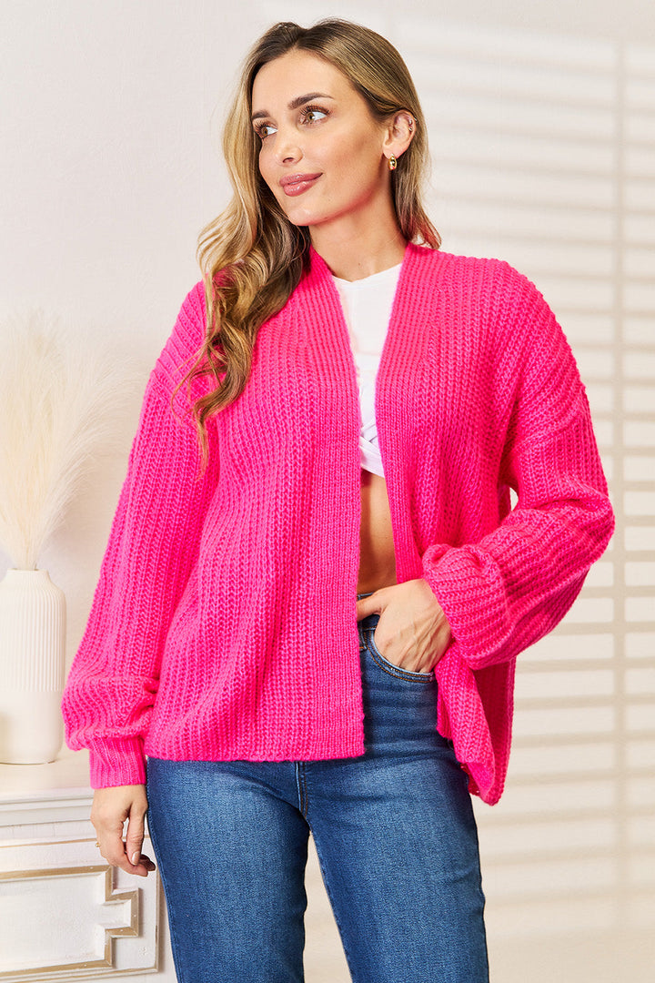 Stilla | Højre Rib-Strikket Åben Front Drop Skulder Cardigan