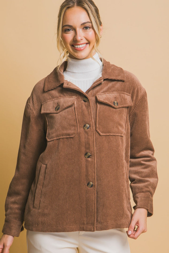 Stilla | Vest i Stribet Samt Love Tree med Knapper og Sherpa Foring
