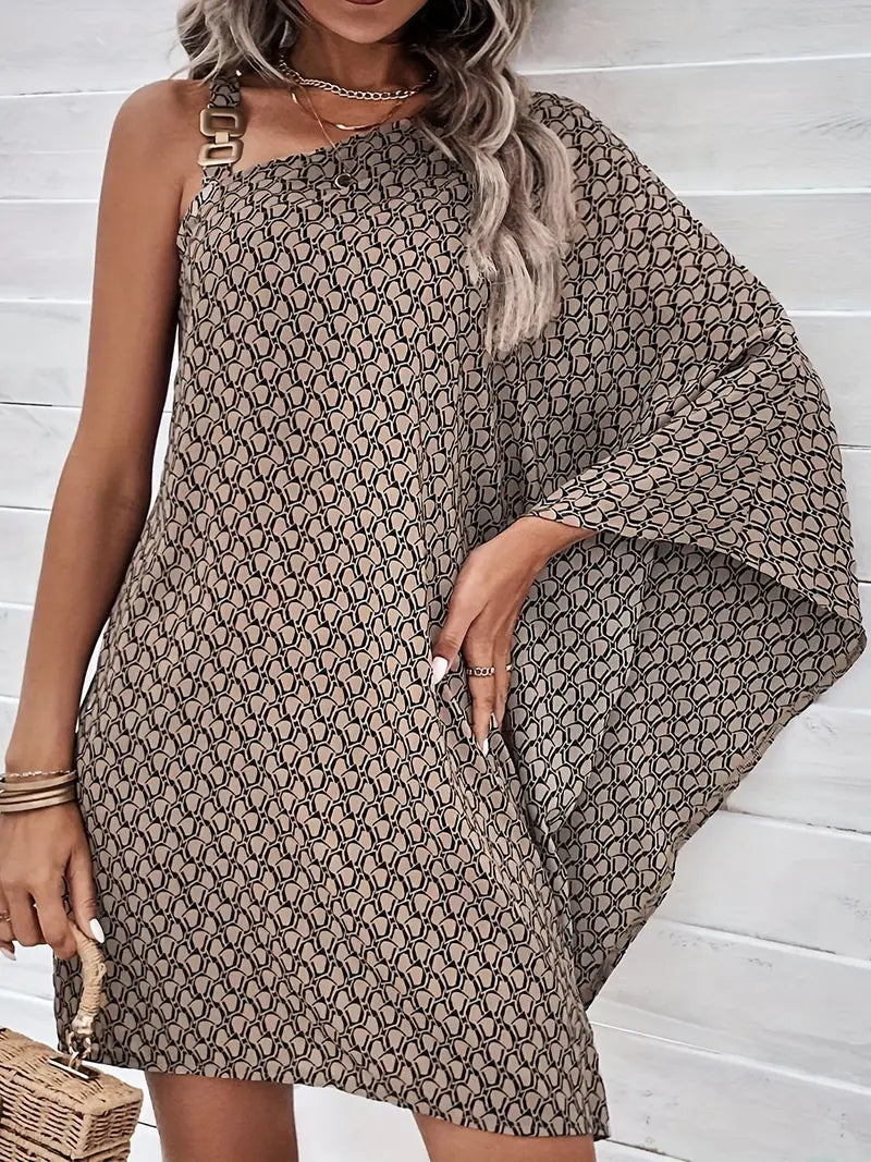 Stilla | Asymmetrisk Kjole Med All-over Print