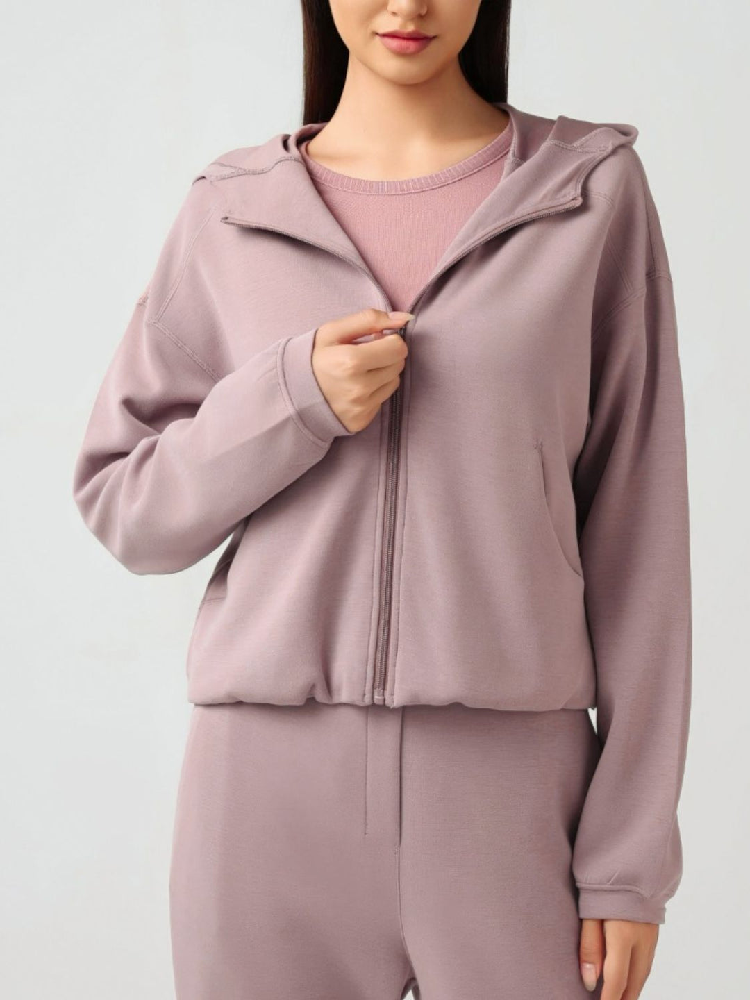 Stilla | Zip Up Dropped Shoulder Active Hooded