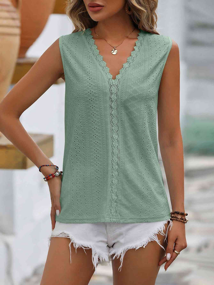 Stilla | Spliced Lace V-hals Udenærmelig Top