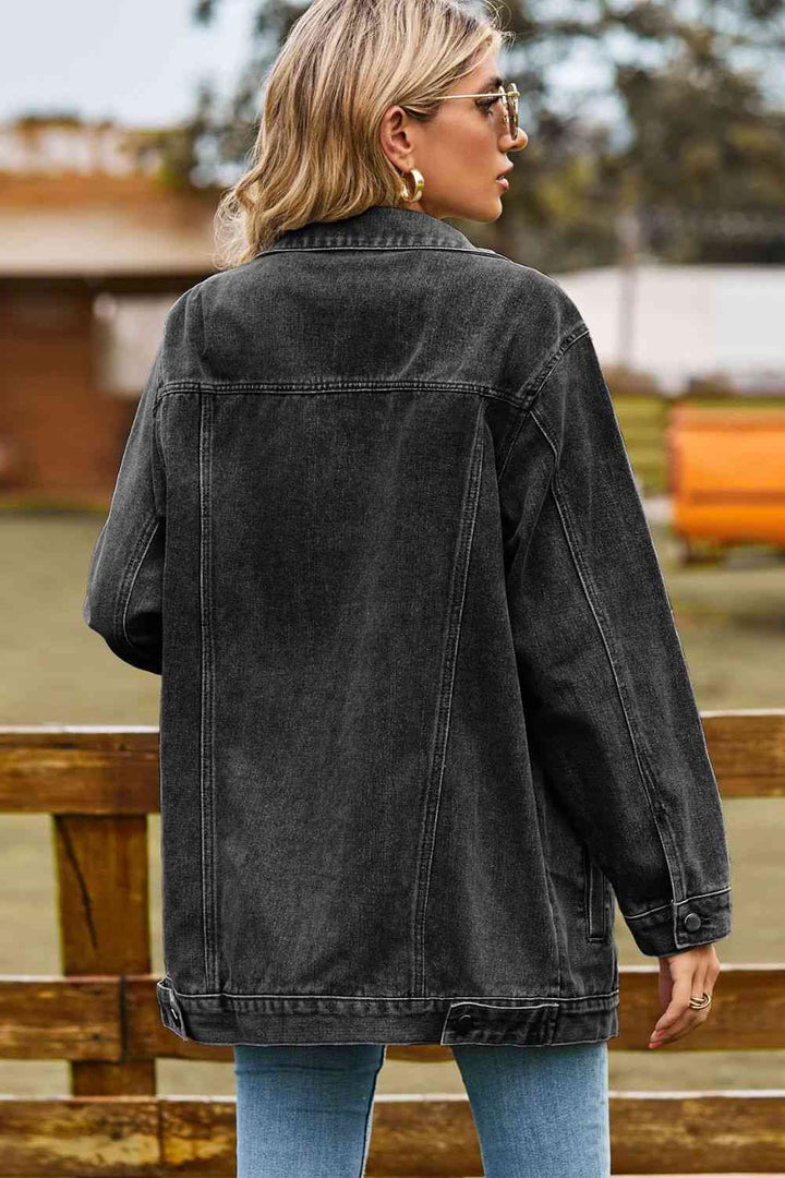 Stilla | Kravehals Denim Jakke Med Lommer