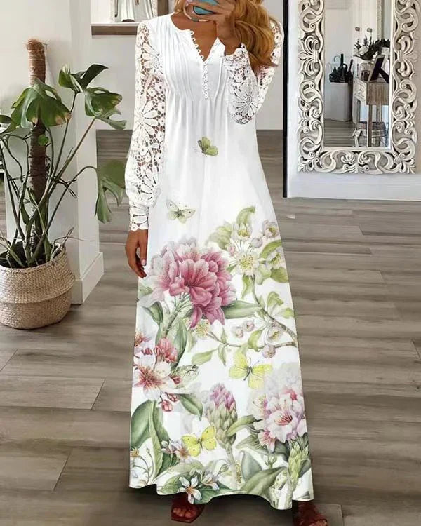 Stilla | Blomsterprint Midi Kjole
