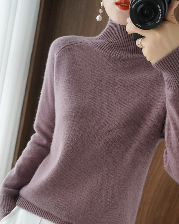 Stilla | Ensfarvet Sweatshirt med Høj Krave og Lange Ærmer