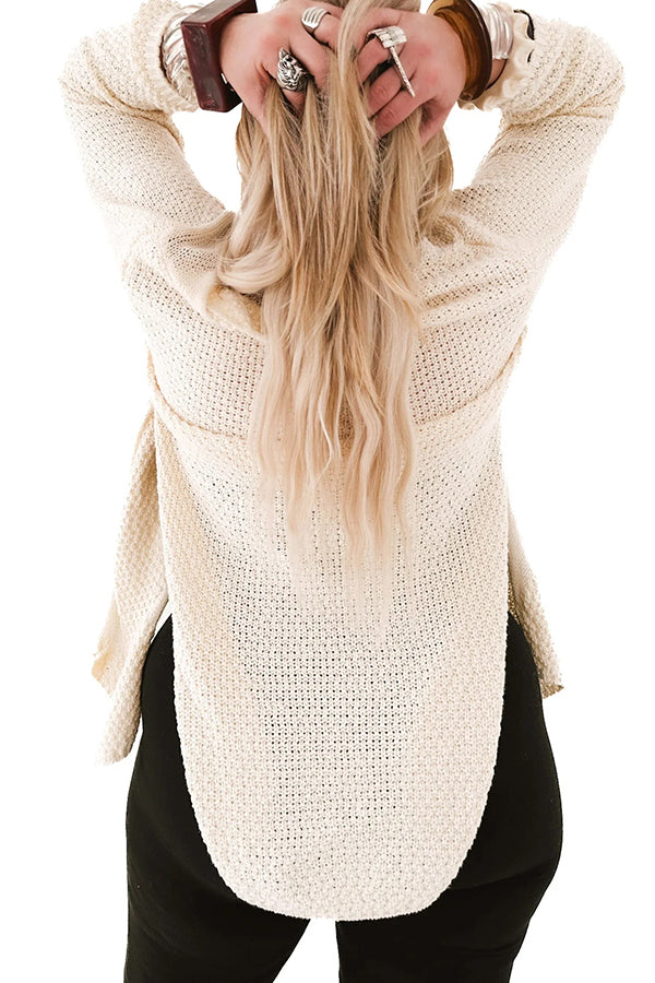 Stilla | Cozy Strikket Mellemlang Cardigan med Lange Ærmer