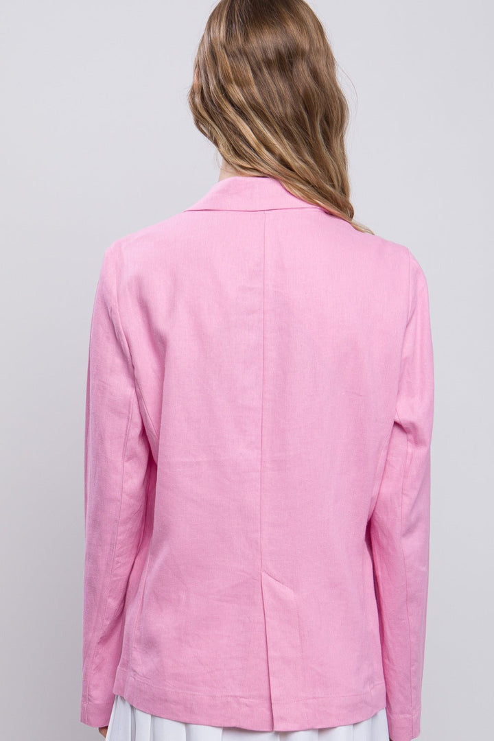Stilla | Tree One-Button Langærmet Linned Blazer