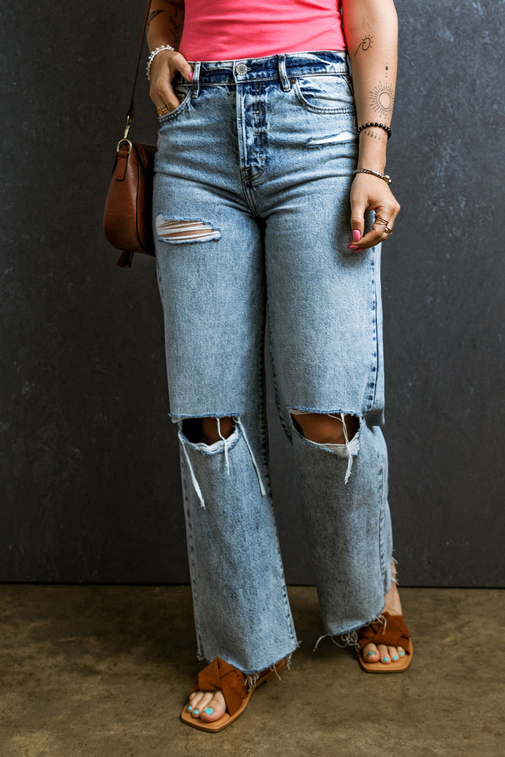 Stilla | Raw Hem Straight Jeans