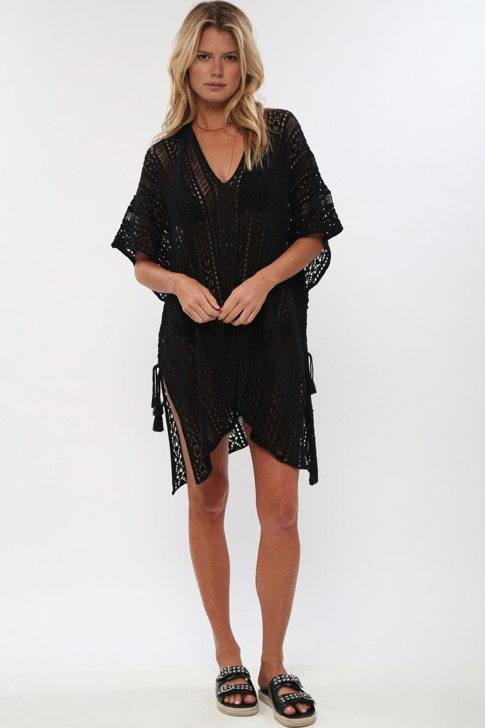 Dame hæklekjole med sidelommer og afrundet kant Stilla