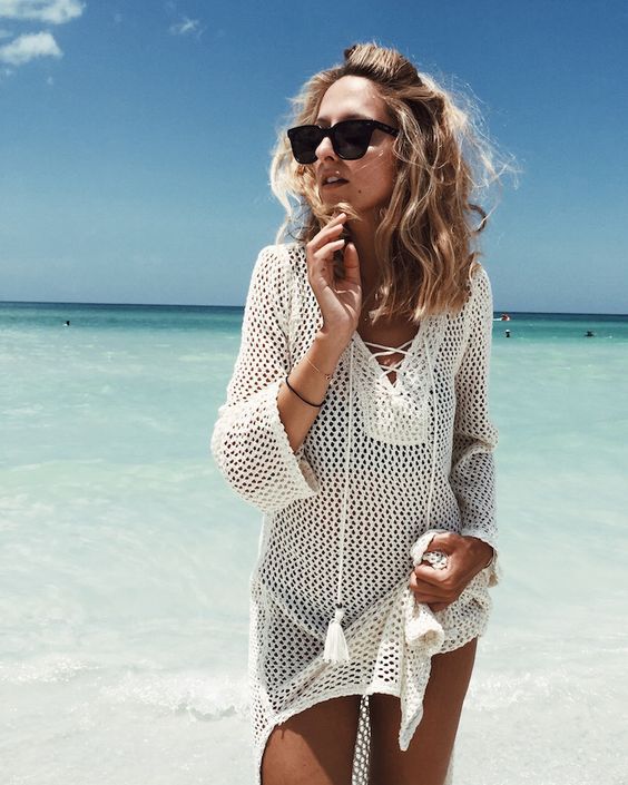 Dame elegant strandhætte med raffineret netdesign og frynset detaljer Stilla