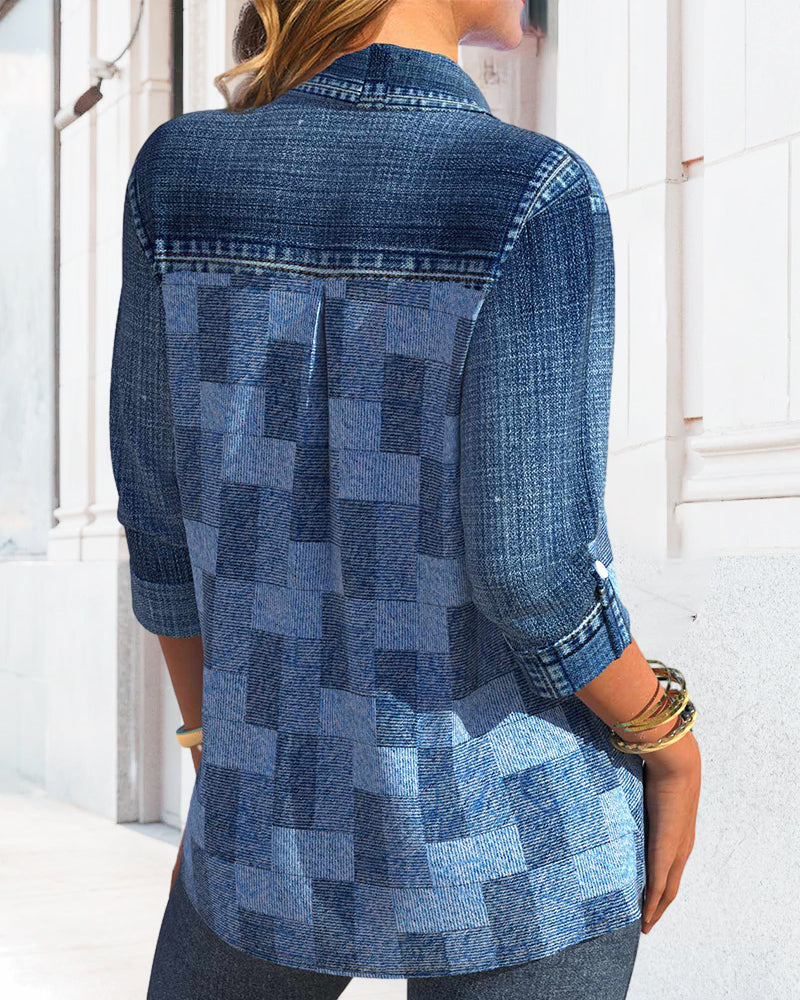 Stilla | Denim Effekt Print