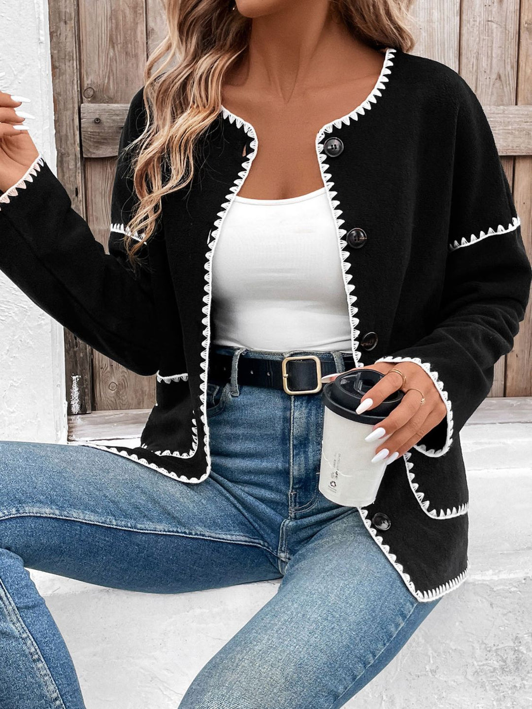 Stilla | Pocketed Contrast Button Up Jacket