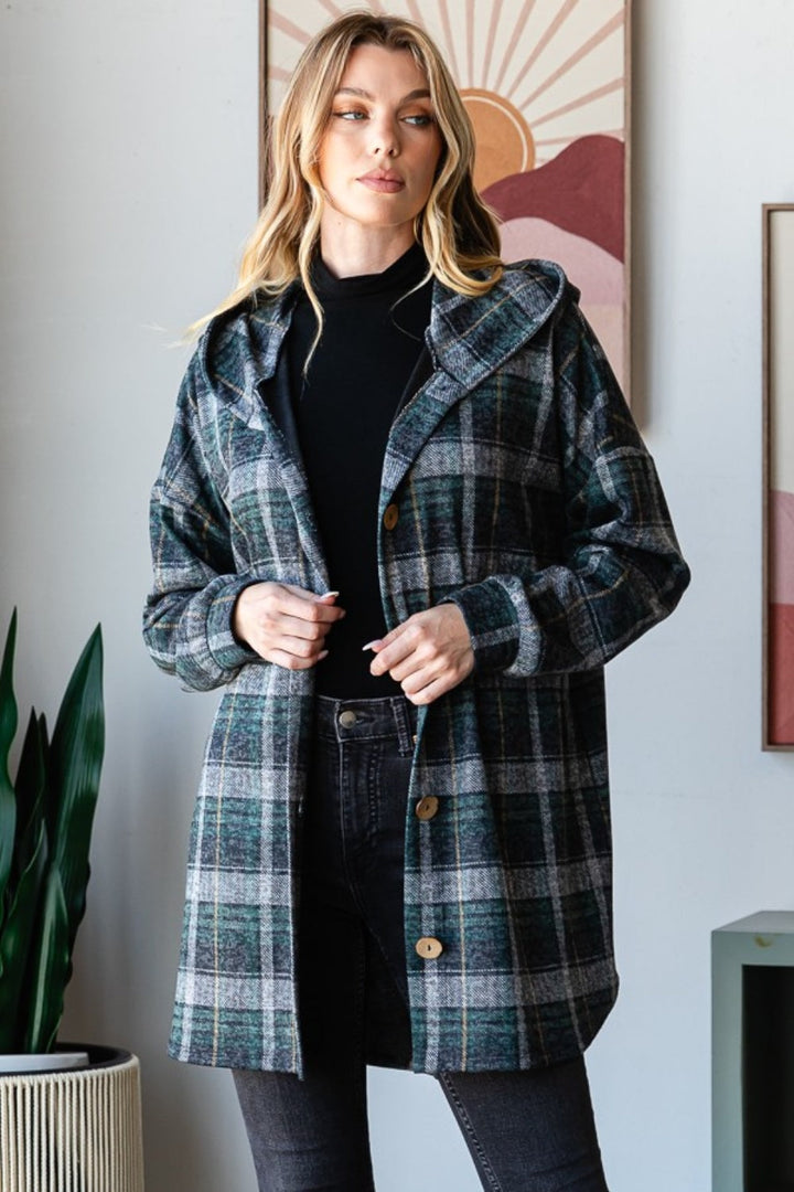 Stilla | Checks Heimish Hoodie Strikjakke Med Knapper og Lange Ærmer