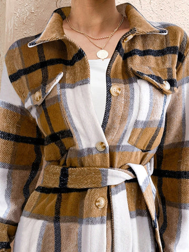 Stilla | Tied Plaid Button Up Shacket