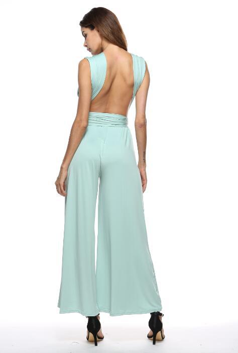 Dame Elegant Jumpsuit med Dyb V-hals og Innovativ Wickeloptik Skovae