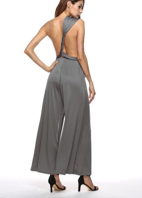 Dame Elegant Jumpsuit med Dyb V-hals og Innovativ Wickeloptik Skovae