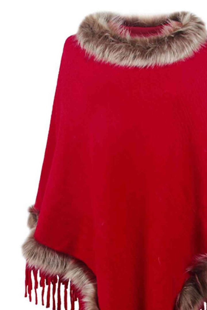Stilla | Pelskantet Frynset Poncho