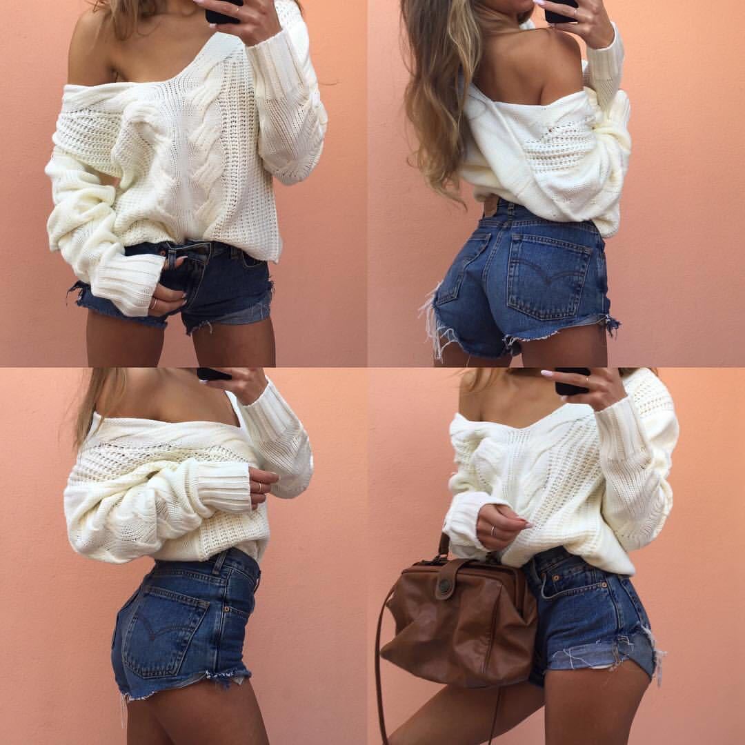Kvinders Boxy Strik Sweater med Udsøgte Hulmønstre Stilla