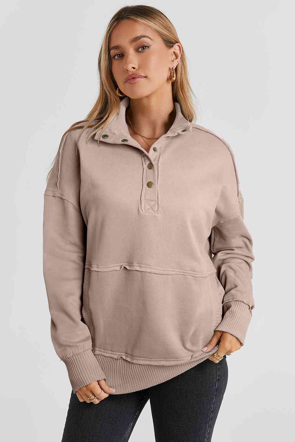Stilla | Snap Drop Shoulder Langærmet Sweatshirt