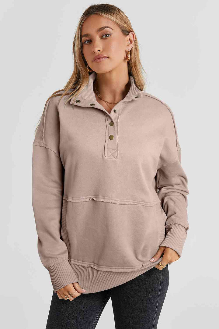 Stilla | Snap Drop Shoulder Langærmet Sweatshirt