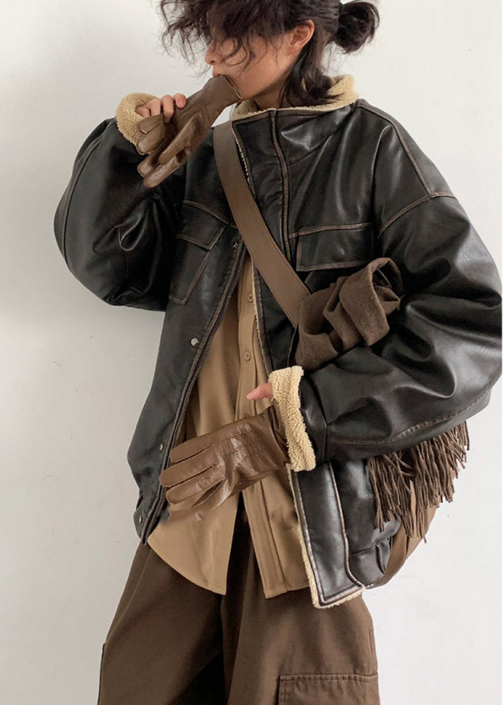 Stilla | Inspireret lammefleece-foret læderjakke – Unisex-stil