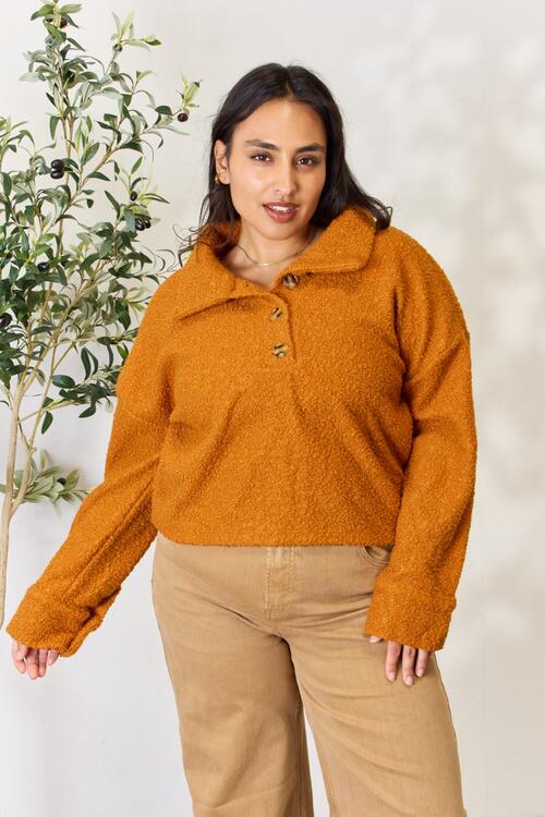 Stilla | Code Fuld Størrelse Halv Knap Turtleneck Sweatshirt