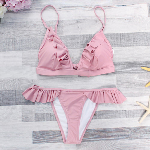 Damebikinier med fine ruffle-detaljer Skovae
