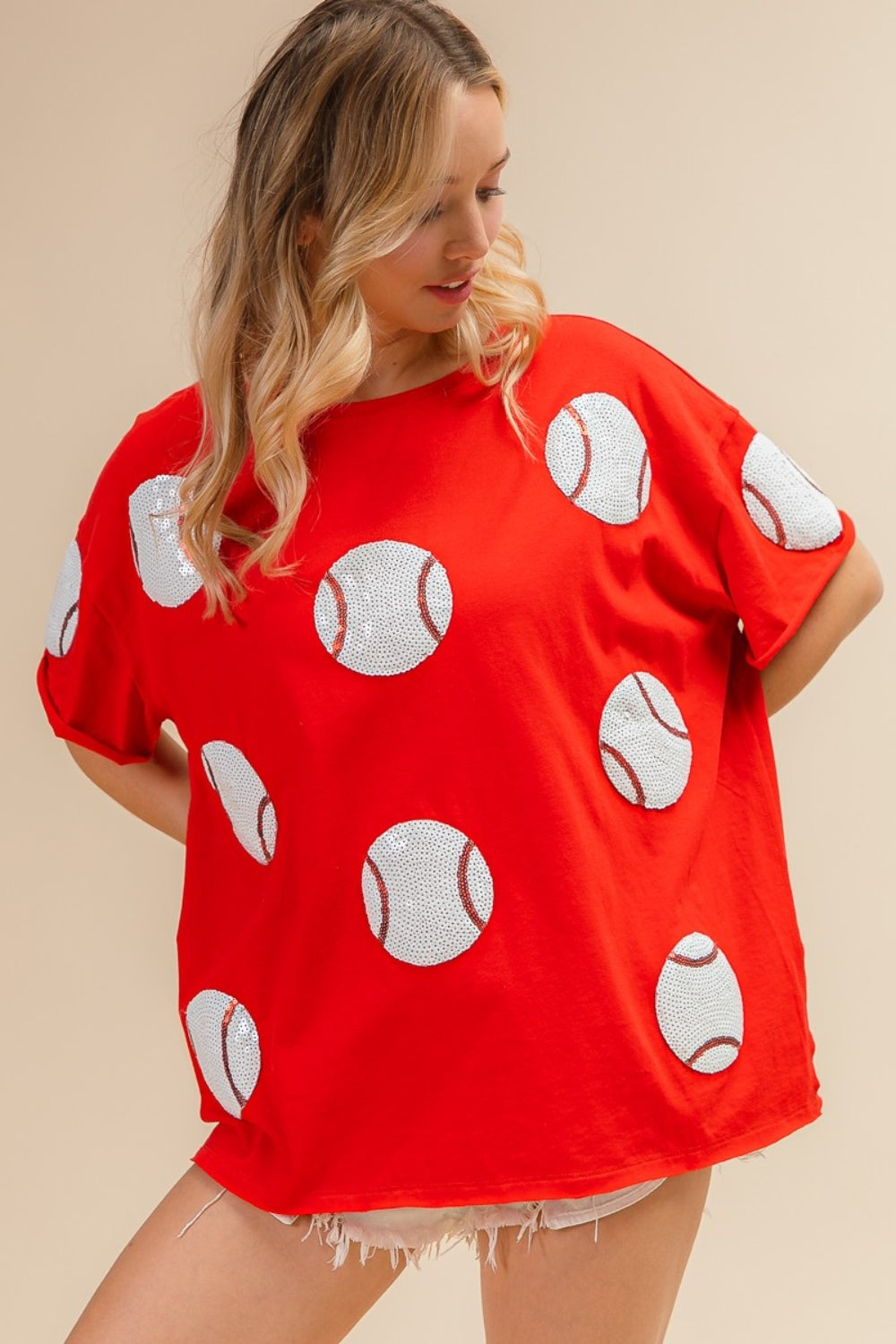 Stilla | Paillet Baseball Drop Shoulder Kortærmet T-Shirt