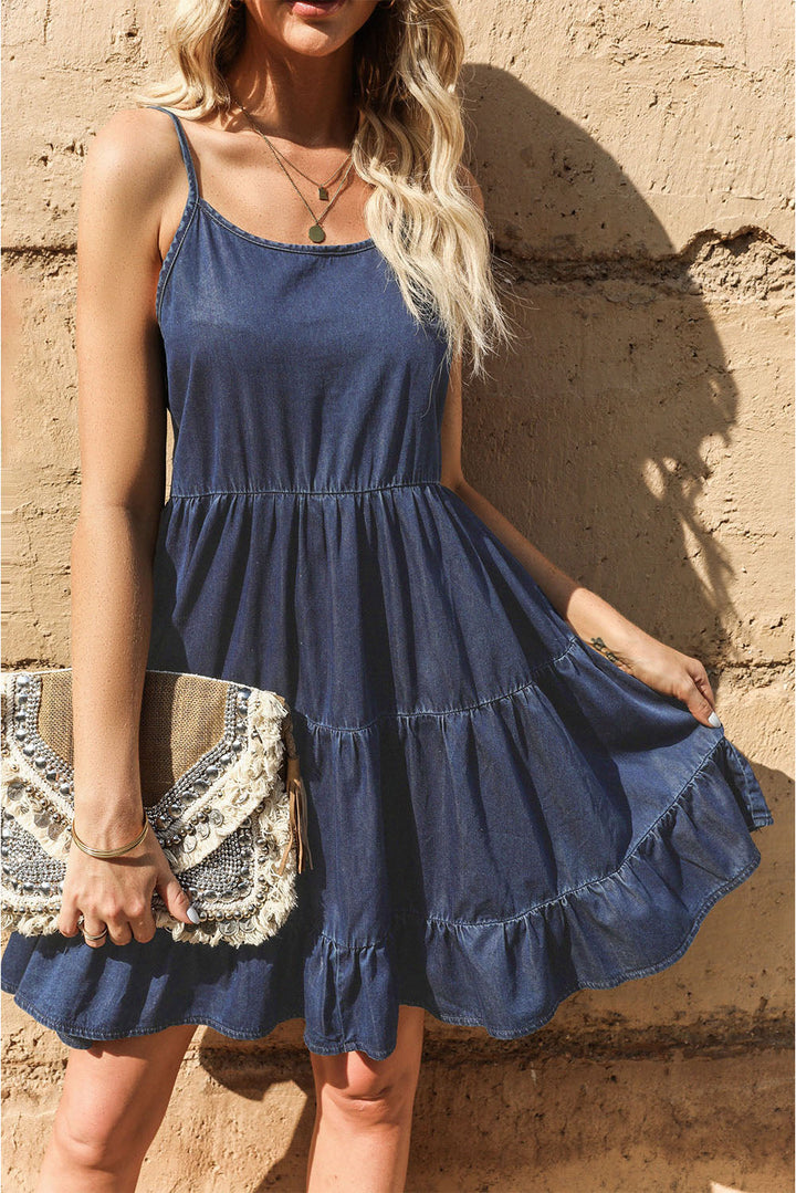 Stilla | Strop Tiered Denim Kjole