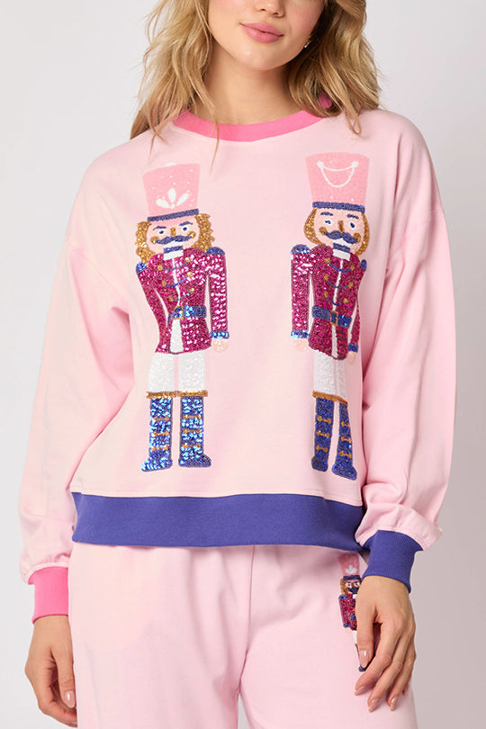 Stilla | Julemand Pailletter Fritid Sweatshirt og elastisk Talje løs Bukser Set